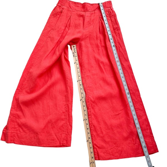 Athleta Linen Wide Leg High Rise Elastic Waist Crop Pants Women Size 8Tall - Picture 9 of 16